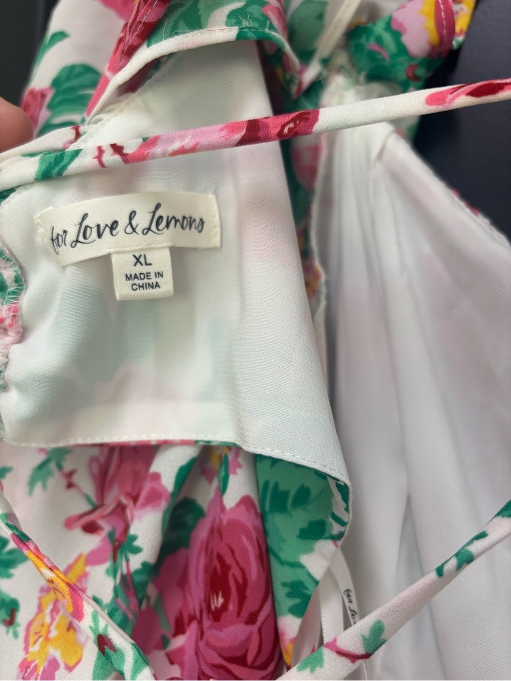 For Love & Lemons Imogen Mini Dress XL Floral Ruffle Corset Tie Back Cottagecore - Picture 9 of 10